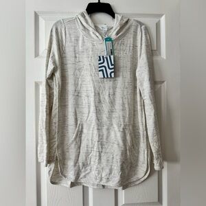 Milania French Terry Curved Hem Hoodie - Off
White - Size L